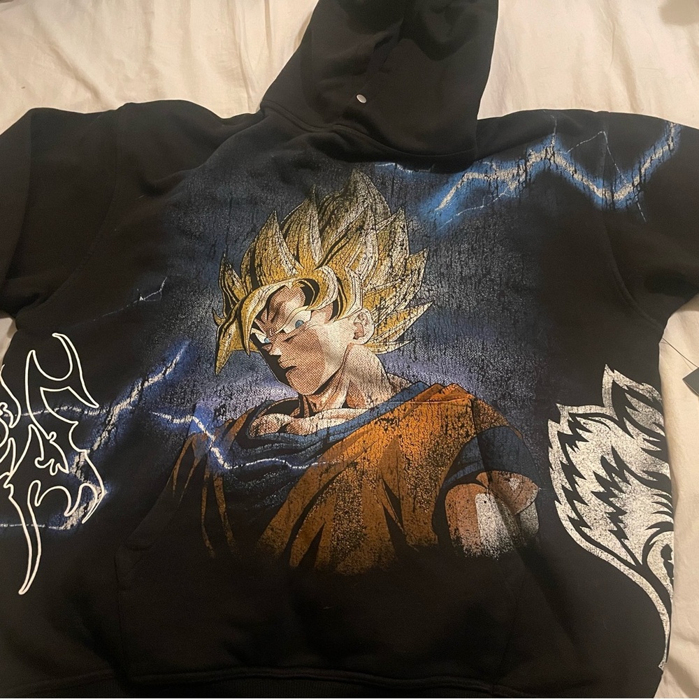 Black Hoodie with Anime Character Print